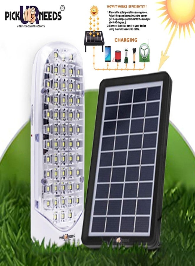 Pick Ur Needs Rechargeable Lantern Emergency Light 56 Smd With Eco Friendly & Energy Save Solar Panel(3W+9V), White - Image 3